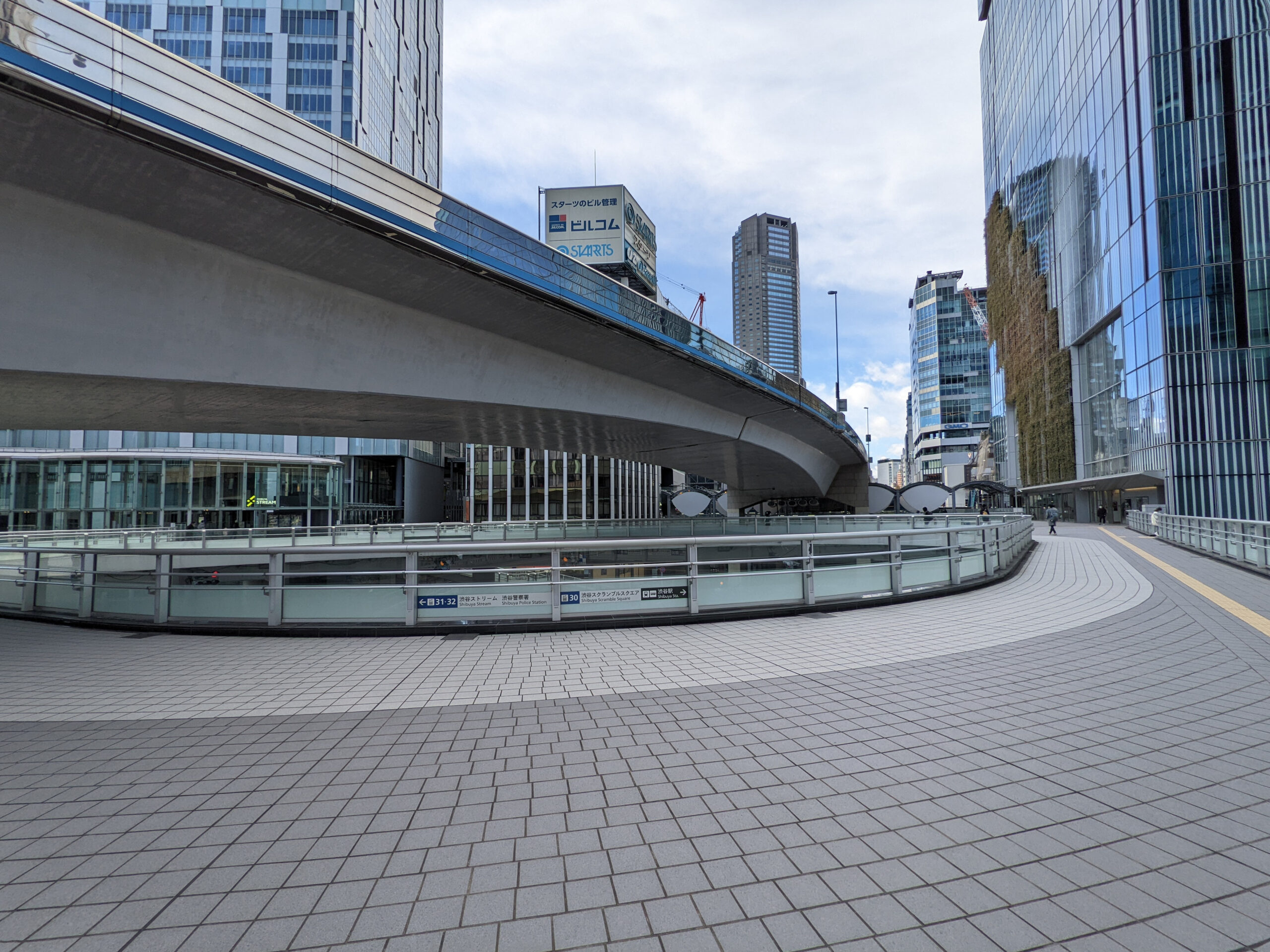 渋谷駅東口歩道橋の風景